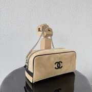 Uubags Chanel Large Zipped Pouch In Suede Calfskin & Silver-Tone Metal Beige 17x29x12cm - 2