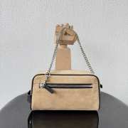 Uubags Chanel Medium Zipped Pouch In Suede Calfskin & Silver-Tone Metal Beige 23x13x9cm - 2