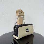Uubags Chanel Medium Zipped Pouch In Canvas, Calfskin & Silver-Tone Metal Beige & Black 23x13x9cm - 2