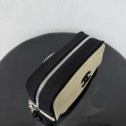 Uubags Chanel Medium Zipped Pouch In Canvas, Calfskin & Silver-Tone Metal Beige & Black 23x13x9cm - 4