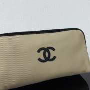 Uubags Chanel Large Zipped Pouch In Canvas, Calfskin & Silver-Tone Metal Beige & Black 17x29x12cm - 4