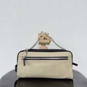Uubags Chanel Large Zipped Pouch In Canvas, Calfskin & Silver-Tone Metal Beige & Black 17x29x12cm - 3