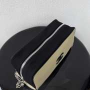 Uubags Chanel Large Zipped Pouch In Canvas, Calfskin & Silver-Tone Metal Beige & Black 17x29x12cm - 2