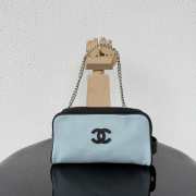 Uubags Chanel Medium Zipped Pouch In Canvas, Calfskin & Silver-Tone Metal Blue & Black 23x13x9cm - 1