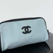 Uubags Chanel Medium Zipped Pouch In Canvas, Calfskin & Silver-Tone Metal Blue & Black 23x13x9cm - 4