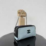 Uubags Chanel Medium Zipped Pouch In Canvas, Calfskin & Silver-Tone Metal Blue & Black 23x13x9cm - 6