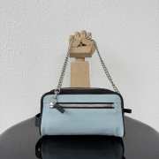 Uubags Chanel Medium Zipped Pouch In Canvas, Calfskin & Silver-Tone Metal Blue & Black 23x13x9cm - 3