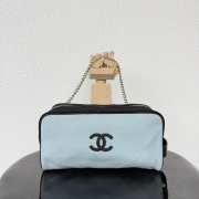 Uubags Chanel Large Zipped Pouch In Canvas, Calfskin & Silver-Tone Metal Blue & Black 17x29x12cm - 1