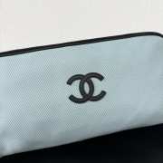 Uubags Chanel Large Zipped Pouch In Canvas, Calfskin & Silver-Tone Metal Blue & Black 17x29x12cm - 3