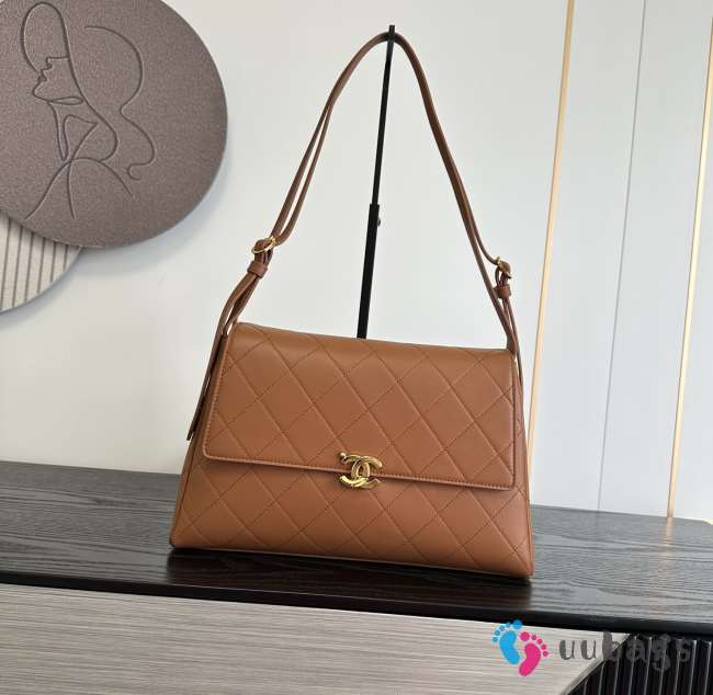 Uubags Chanel Large Kelly Shoulder Bag Brown Lambskin 1997 24K 32x20x10cm - 1