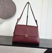 Uubags Chanel Large Kelly Shoulder Bag Burgundy Lambskin 1997 24K 32x20x10cm - 1