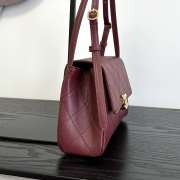 Uubags Chanel Medium Kelly Shoulder Bag Burgundy Lambskin 1997 24K 22.5x14x8cm - 6
