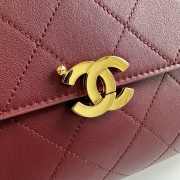 Uubags Chanel Medium Kelly Shoulder Bag Burgundy Lambskin 1997 24K 22.5x14x8cm - 3