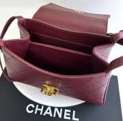 Uubags Chanel Medium Kelly Shoulder Bag Burgundy Lambskin 1997 24K 22.5x14x8cm - 2