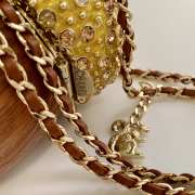Uubags Chanel Minaudiere Oak Bag Wood, Stone Beads & Gold-colored Metal Brown & Gold 17x7x7cm - 6