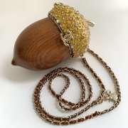 Uubags Chanel Minaudiere Oak Bag Wood, Stone Beads & Gold-colored Metal Brown & Gold 17x7x7cm - 5