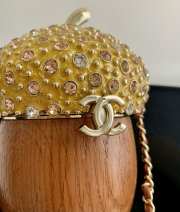 Uubags Chanel Minaudiere Oak Bag Wood, Stone Beads & Gold-colored Metal Brown & Gold 17x7x7cm - 3
