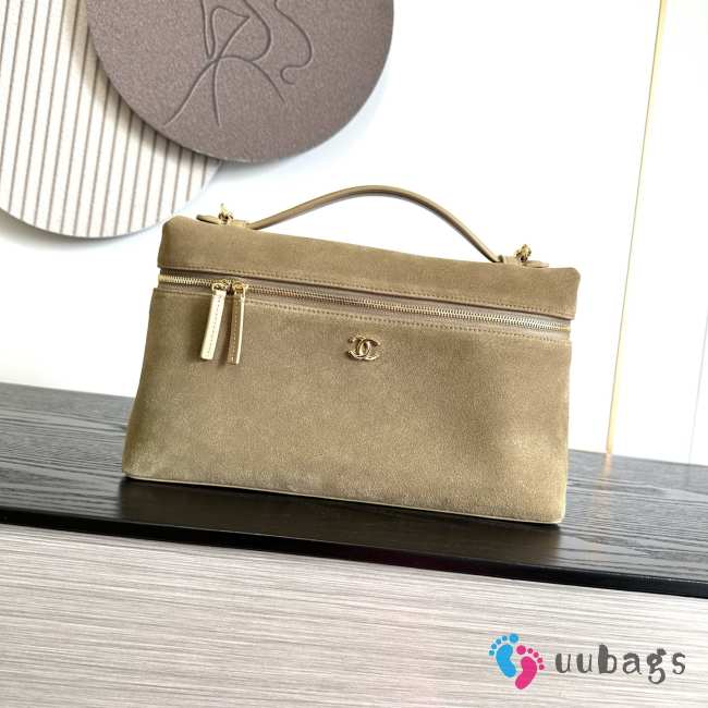 Uubags Chanel Large Vanity With Chain In Suede Calfskin & Gold Metal Beige 15x23x5cm - 1