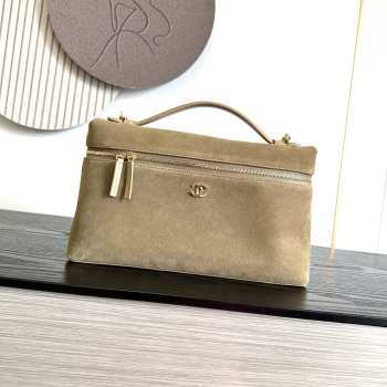 Uubags Chanel Large Vanity With Chain In Suede Calfskin & Gold Metal Beige 15x23x5cm