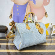 Uubags Louis Vuitton M2A209 Speedy 30 Bandouliere Handbag Monogram Denim 34x22x19cm - 6