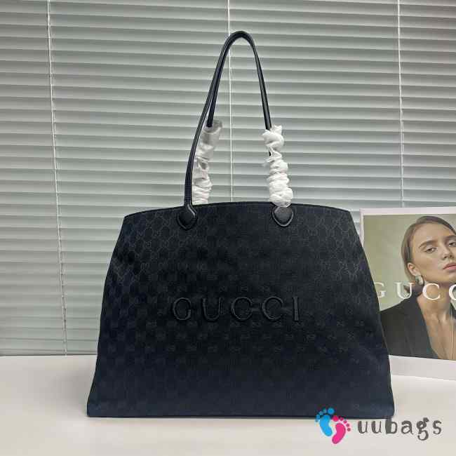 Uubags Gucci NY large tote bag in grey and black GG canvas 42x30x18cm - 1