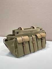 Uubags Prada Route canvas and leather tote bag in khaki 34x25x17cm - 3