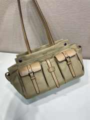 Uubags Prada Route canvas and leather tote bag in khaki 34x25x17cm - 2