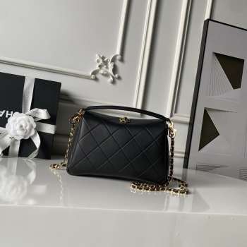 Uubags Chanel 26S Runway hobo bag AS6255 black lambskin leather with light gold metal with handle 16x23x7cm
