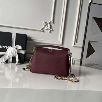 Uubags Chanel 26S Runway hobo bag AS6255 burgundy lambskin leather with light gold metal with handle 16x23x7cm