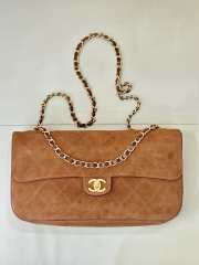 Uubags Chanel Maxi flap bag in calfskin suede, lambskin & gold metal camel 19.5x32x10cm - 1