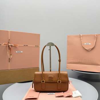 Uubags Miu Miu Arcadie leather bag in brown 11.5x24x5cm