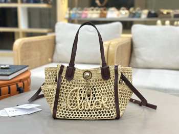 Uubags small Chloé Iconic double carry bag in raffia 23x20x12cm