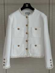 Uubags Chanel White Braided Trim Tweed Jacket - 1