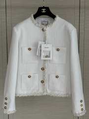 Uubags Chanel White Braided Trim Tweed Jacket - 3
