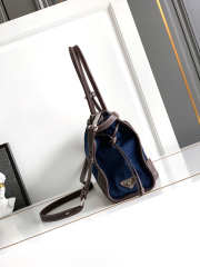 Uubags Prada Bonnie large denim and leather handbag in blue/coffee 24x38x12cm - 6