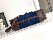 Uubags Prada Bonnie large denim and leather handbag in blue/coffee 24x38x12cm - 5
