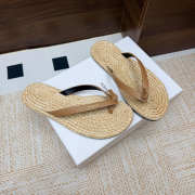 Uubags YSL Pool flip-flops in smooth leather and raffia burnt brown - 3