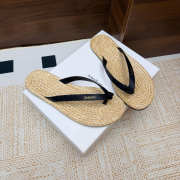 Uubags YSL Pool flip-flops in smooth leather and raffia black - 2