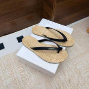 Uubags YSL Pool flip-flops in smooth leather and raffia black - 3
