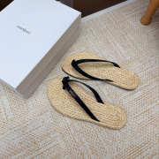 Uubags YSL Pool flip-flops in smooth leather and raffia black - 4