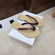 Uubags YSL Pool flip-flops in smooth leather and raffia burgundy - 5