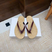 Uubags YSL Pool flip-flops in smooth leather and raffia burgundy - 4
