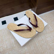 Uubags YSL Pool flip-flops in smooth leather and raffia burgundy - 3