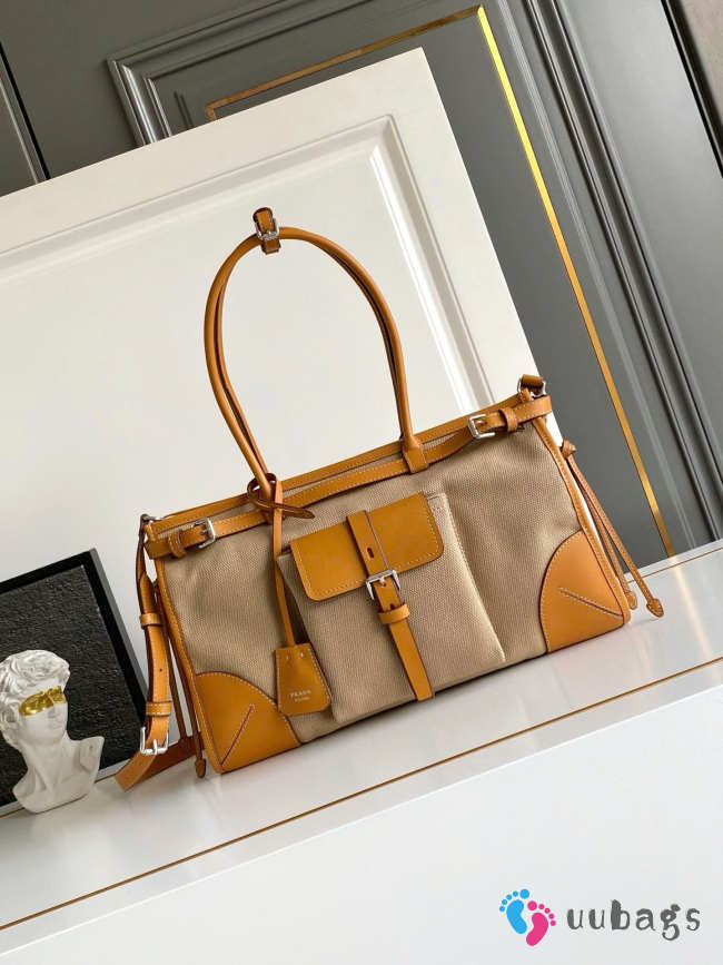 Uubags Prada Bonnie linen and leather tote bag rope/Natural 24x38x12cm - 1