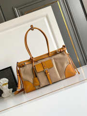 Uubags Prada Bonnie linen and leather tote bag rope/Natural 24x38x12cm - 1