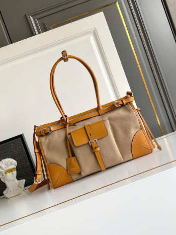 Uubags Prada Bonnie linen and leather tote bag rope/Natural 24x38x12cm