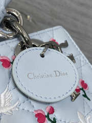 Uubags Dioramour Mini Lady D-Joy Bag Multicolor Doves & Roses Embroidery Cannage Lambskin Light Blue 19x10.5x5.5cm - 3