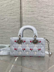 Uubags Dioramour Mini Lady D-Joy Bag Multicolor Doves & Roses Embroidery Cannage Lambskin Light Blue 19x10.5x5.5cm - 4