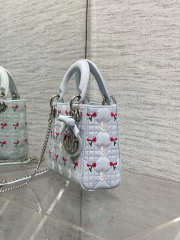 Uubags Dioramour Micro Lady Dior Chain Bag Mini Doves & Roses Embroidery Cannage Lambskin Light Blue 18x15x7cm - 4