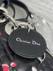 Uubags Dioramour Micro Lady Dior Chain Bag Mini Doves & Roses Embroidery Cannage Lambskin Black 18x15x7cm - 3